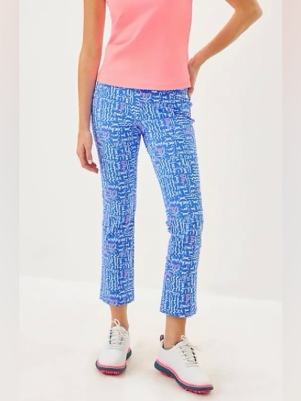 Lilly Pulitzer Luxletic Corso Kickflare Pants Sunwashed Blue Secrets Print 28”